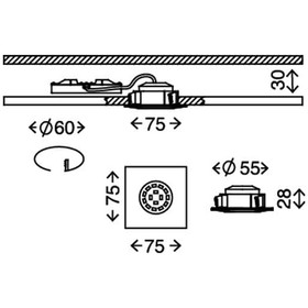 Briloner 7235-012 LED Einbaulechten Set Nickel matt eckig 5W IP44 inkl. Leuchtmittel