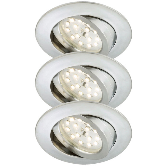 Briloner 7296-019 LED Einbauleuchten Set Aluminium rund 6,5W IP23 schwenkbar 3-Stufen-Dimmbar inkl. Leuchtmittel