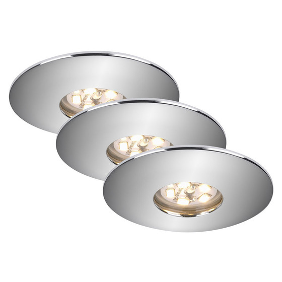 Briloner 7240-038 LED Einbauleuchten Set Chrom rund 3x1,8W IP44 inkl. Leuchtmittel