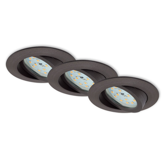 3 x Briloner 7232-031 LED Einbauleuchten Set Schwarz rund 3x5,5W IP23 schwenkbar Dimmbar inkl. Leuchtmittel