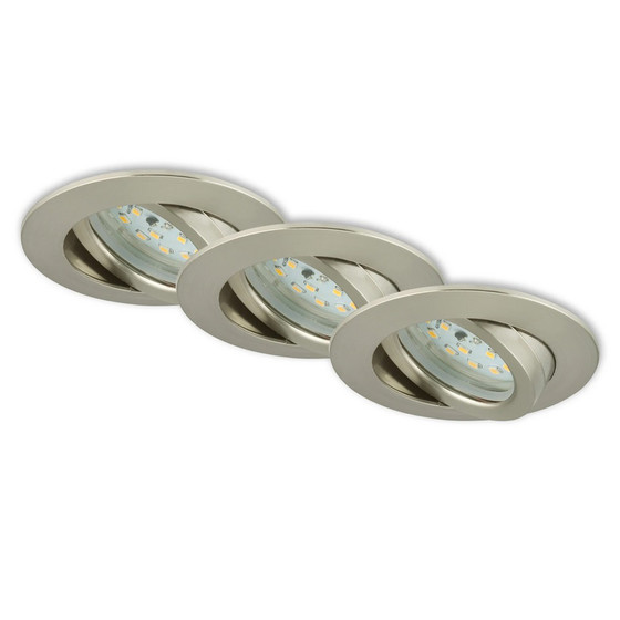 Briloner 7296-032 LED Einbauleuchten Set Nickel matt rund...