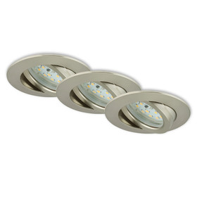 Briloner 7296-032 LED Einbauleuchten Set Nickel matt rund 3x6,5W IP23 schwenkbar 3-Stufen-Dimmbar inkl. Leuchtmittel