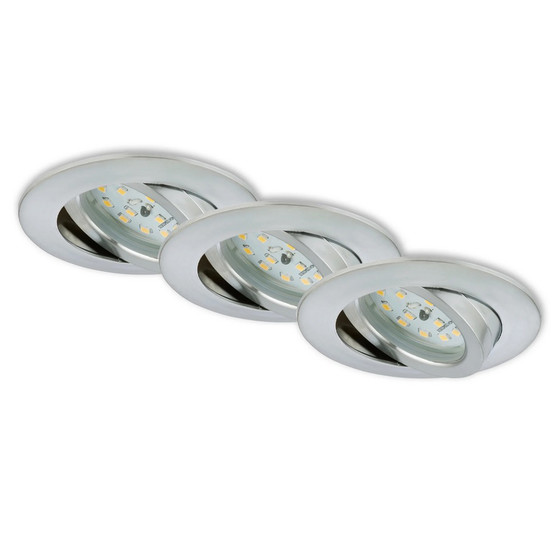 Briloner 7296-039 LED Einbauleuchten Set Aluminium rund 3x6,5W IP23 schwenkbar 3-Stufen-Dimmbar inkl. Leuchtmittel