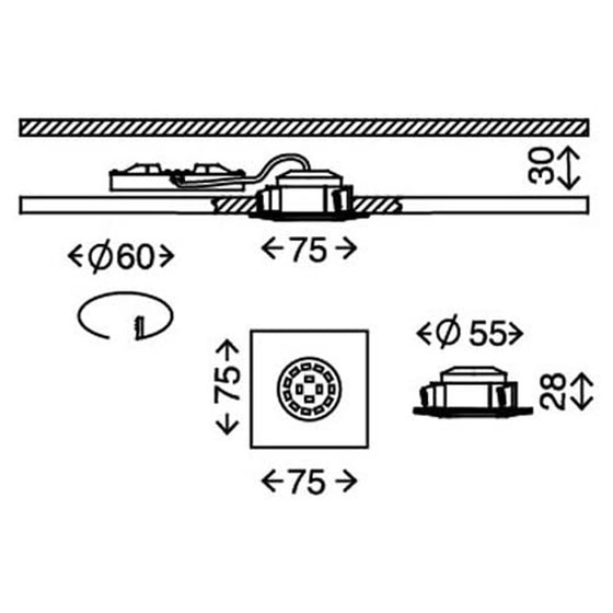 Briloner 7205-039 LED Einbauleuchten Set Aluminium eckig 3x5W IP44 inkl. Leuchtmittel