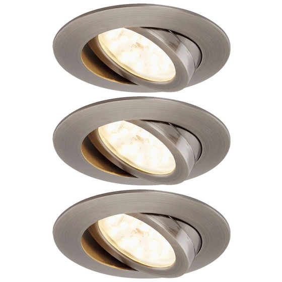 Briloner 7209-031 LED Einbauleuchten Set Eisengrau rund 3x5W IP23 schwenkbar inkl. Leuchtmittel