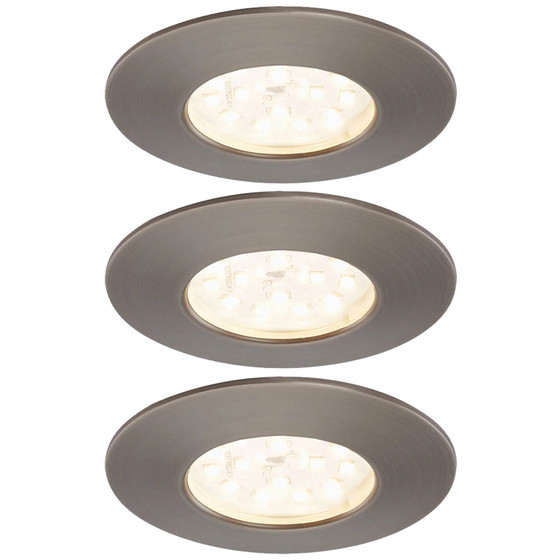 Briloner 7204-031 LED Einbauleuchten Set Eisengrau rund 3x5W IP44 inkl. Leuchtmittel