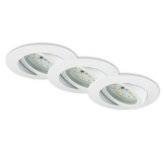 Briloner 7209-036 LED Einbauleuchten Set Weiß rund 3x5W IP23 schwenkbar inkl. Leuchtmittel