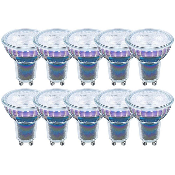 10 x LED Leuchtmittel Glas Reflektor 5,5W = 50W GU10 Linse 345lm warmweiß 2700K Ra>90 36° dimmbar