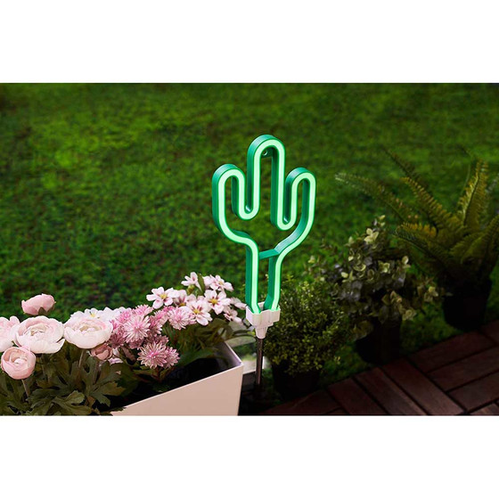 Paulmann Pauleen LED Solar Erdspie Sunshine Kaktus Neon Grn Silber IP44 Akku