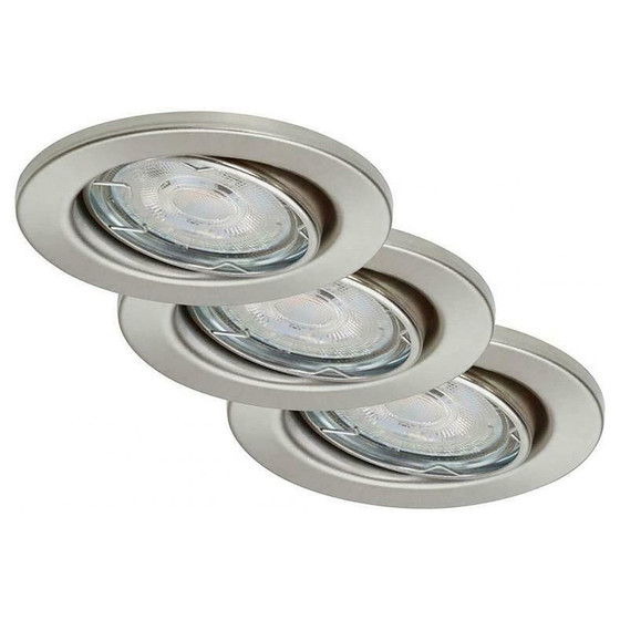 Briloner 7148-032 LED Einbaustrahler Nickel rund IP23 3x5,5W GU10 Dimmbar schwenkbar inkl. Leuchtmittel