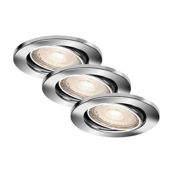 Briloner 7277-038 LED Einbaustrahler Chrom rund IP23 3x5W...