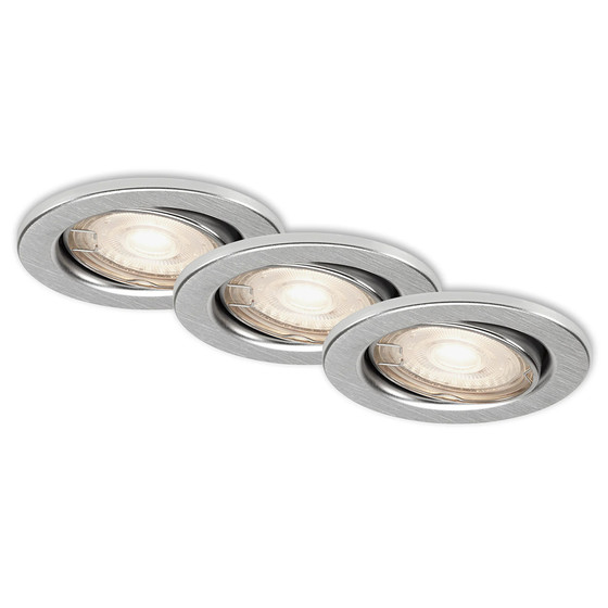 Briloner 7144-039 LED Einbaustrahler Alu rund IP23 3x3,5W...