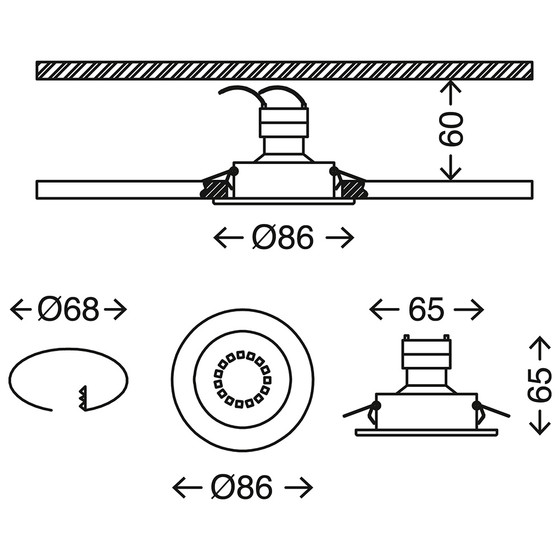 Briloner 7110-039 Einbaustrahler Alu rund IP23 max. 3x35W GU10 schwenkbar exkl. Leuchtmittel