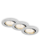 Briloner 7219-039 LED Einbaustrahler Alu rund IP23 3x5W GU10 Dimmbar schwenkbar inkl. Leuchtmittel