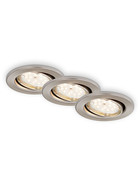 Briloner 7219-032 LED Einbaustrahler Nickel rund IP23 3x5W GU10 Dimmbar schwenkbar