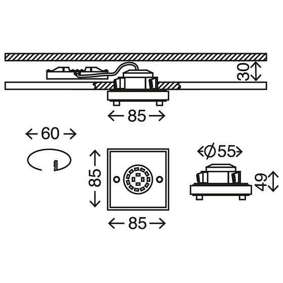 Briloner 7215-012 LED Einbauleuchte Nickel eckig IP44 5W...