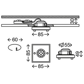 Briloner 7215-012 LED Einbauleuchte Nickel eckig IP44 5W...