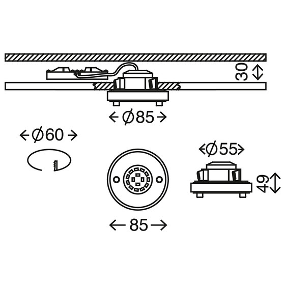 Briloner 7214-012 LED Einbaustrahler Nickel rund IP44 5W...