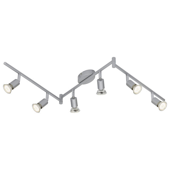 Briloner 2915-064 LED Deckenleuchte Nickel matt GU10 120cm 6 x 3W 1500lm 3000K Warmweiß schwenkbar