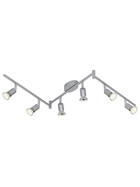 Briloner 2915-064 LED Deckenleuchte Nickel matt GU10 120cm 6 x 3W 1500lm 3000K Warmweiß schwenkbar