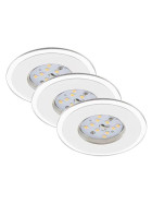 3 x Briloner 7197-036 LED Weiß Einbauspots IP44 3 x 5,5W 1410lm 3000K warmweiß Stufen-Dimmbar