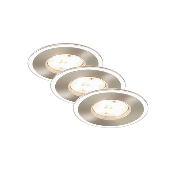 Briloner 7197-032 LED Einbauleuchten Set Nickel 3 x 5,5W warmweiß 3-Stufen-Dimmbar inkl. Leuchtmittel