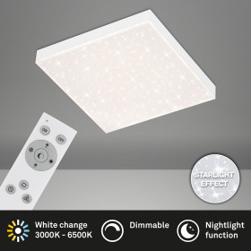 Briloner 7381-016 LED Panel Deckenlampe 30cm 15W 1600lm Dimmbar 3000K-6500K inkl. Fernbedienung Sternenhimmel