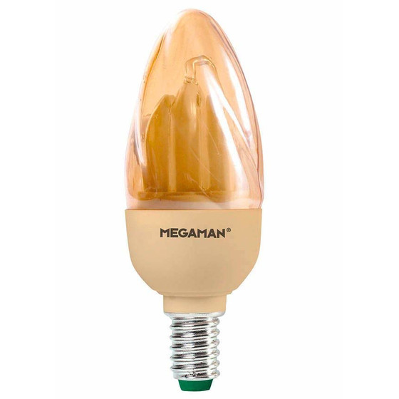 10 x MEGAMAN MM11302 Energiesparlampe Ultra Compact Candle gold 7W E14 warmweiß