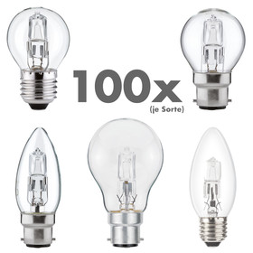 100 x Eco Halogen Glühbirne verschiedene Formen | E27...